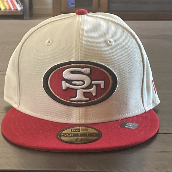 New Era 59Fifty San Francisco 49ers NFL Fitted Hat Cap Beige/Red 7 1/4 - Picture 1 of 5
